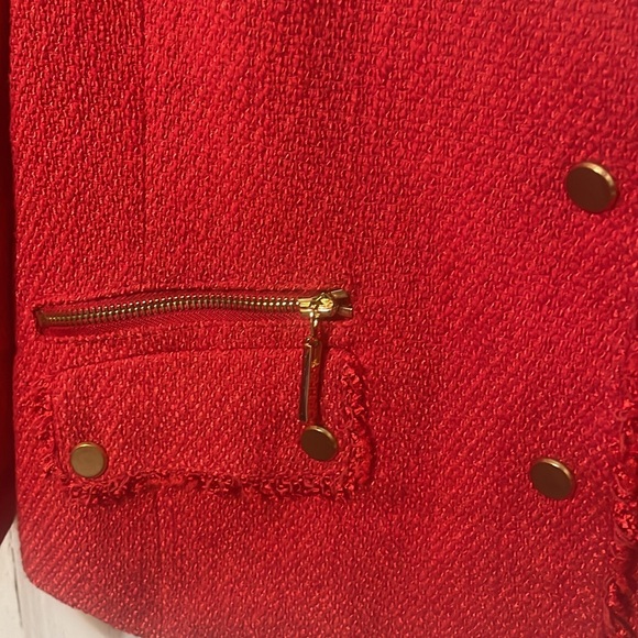 HH1 - beautiful red & gold jones New York blazer suit top jacket career sz 10 - Picture 3 of 6